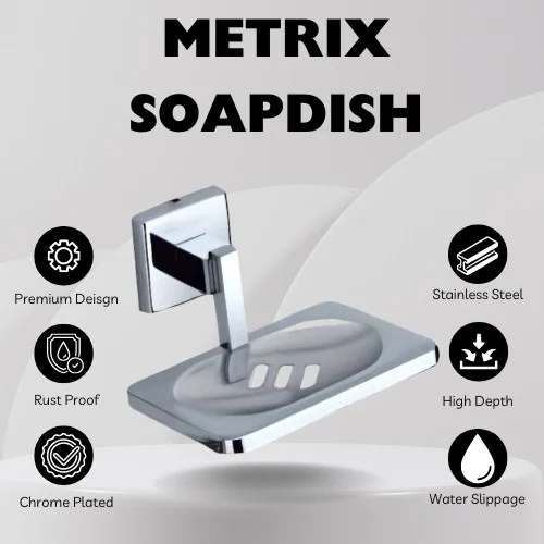 <span style="font-family:algerian"><span style="color:white"><span style="font-size:12px"><span style="background-color:#006400">SS304</span></span></span></span><br> METRIX SOAP DISH PREMIUM CHROME PLATED - Image 2