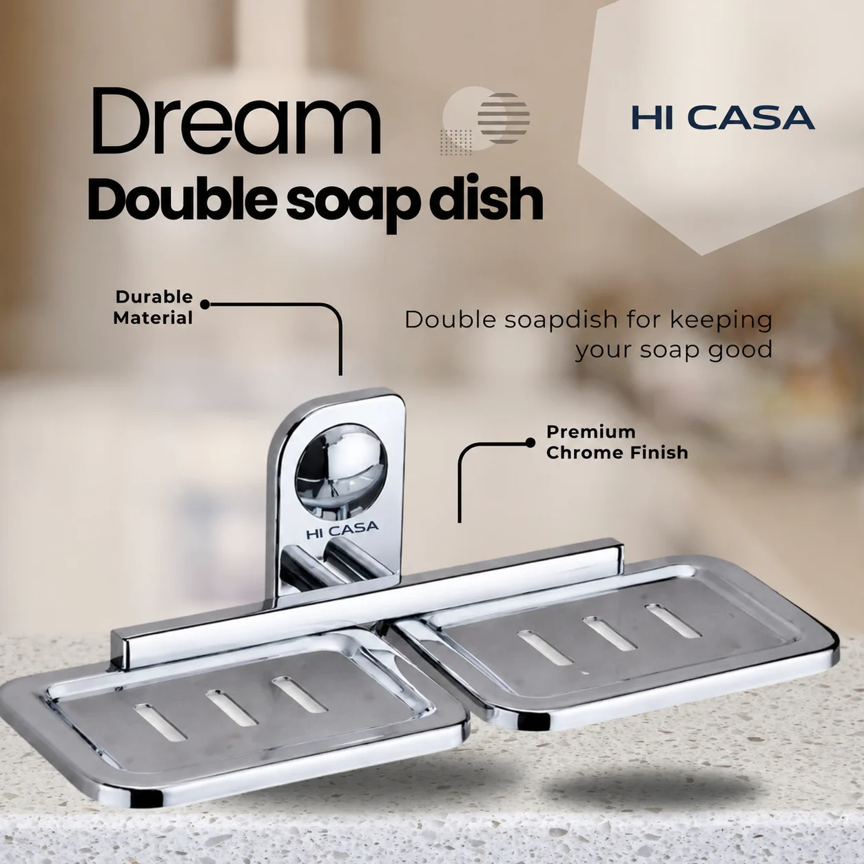 <span style="font-family:algerian"><span style="color:white"><span style="font-size:12px"><span style="background-color:#666666">SS202</span></span></span></span><br> DREAM DOUBLE SOAP DISH PREMIUM - Image 2