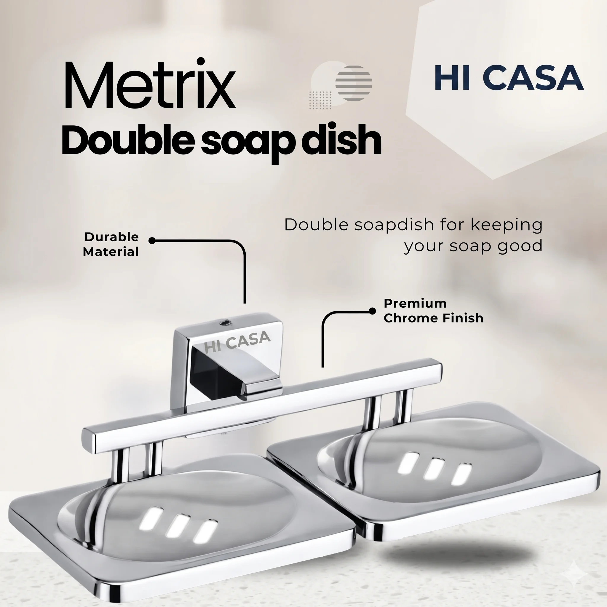 <span style="font-family:algerian"><span style="color:white"><span style="font-size:12px"><span style="background-color:#006400">SS304</span></span></span></span><br> METRIX DOUBLE SOAP DISH PREMIUM - Image 4