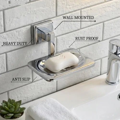 <span style="font-family:algerian"><span style="color:white"><span style="font-size:12px"><span style="background-color:#006400">SS304</span></span></span></span><br> METRIX SOAP DISH PREMIUM CHROME PLATED - Image 3