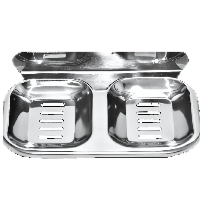 <span style="font-family:algerian"><span style="color:white"><span style="font-size:12px"><span style="background-color:#666666">SS202</span></span></span></span><br>DOUBLE SOAP DISH STANDARD