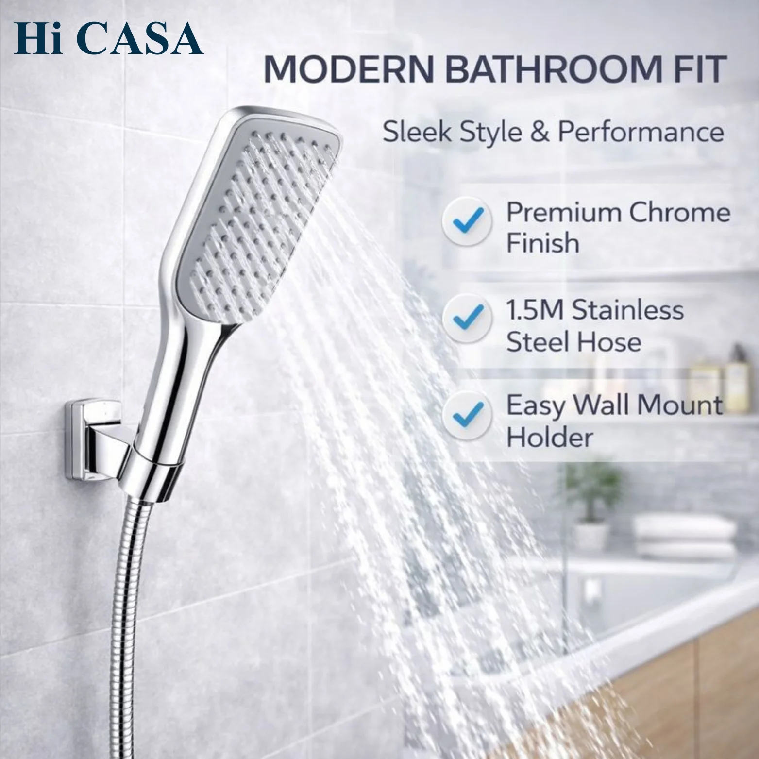 <span style="font-family:algerian"><span style="color:white"><span style="font-size:12px"><span style="background-color:#78706E">ABS</span></span></span></span><br> COMBI HAND SHOWER WITH 1.5MTR SHOWER TUBE - Image 2