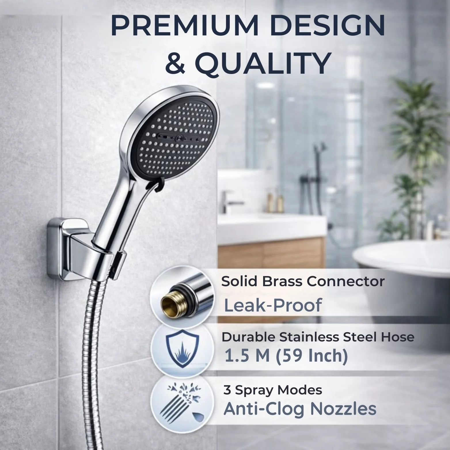 <span style="font-family:algerian"><span style="color:white"><span style="font-size:12px"><span style="background-color:#78706E">ABS</span></span></span></span><br> APEX HAND SHOWER WITH 1.5MTR SHOWER TUBE - Image 2