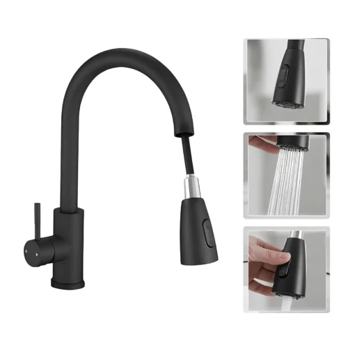 <span style="font-family:algerian"><span style="color:white"><span style="font-size:12px"><span style="background-color:#AFAFAF">Imported</span></span></span></span><br>PULL-OUT BASIN MIXER BLACK