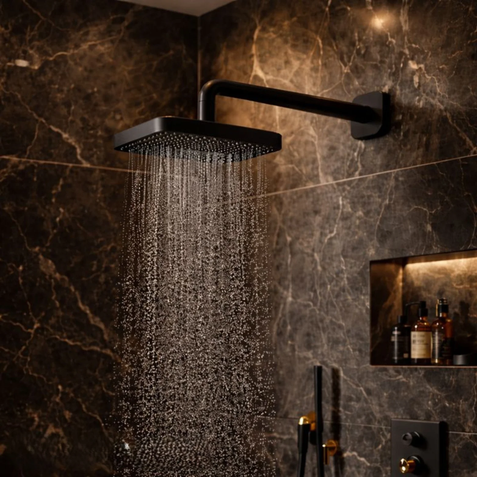 <span style="font-family:algerian"><span style="color:white"><span style="font-size:12px"><span style="background-color:#78706E">ABS</span></span></span></span><br> 6" X 9" ASTOR OVERHEAD SHOWER BLACK MATT - Image 2