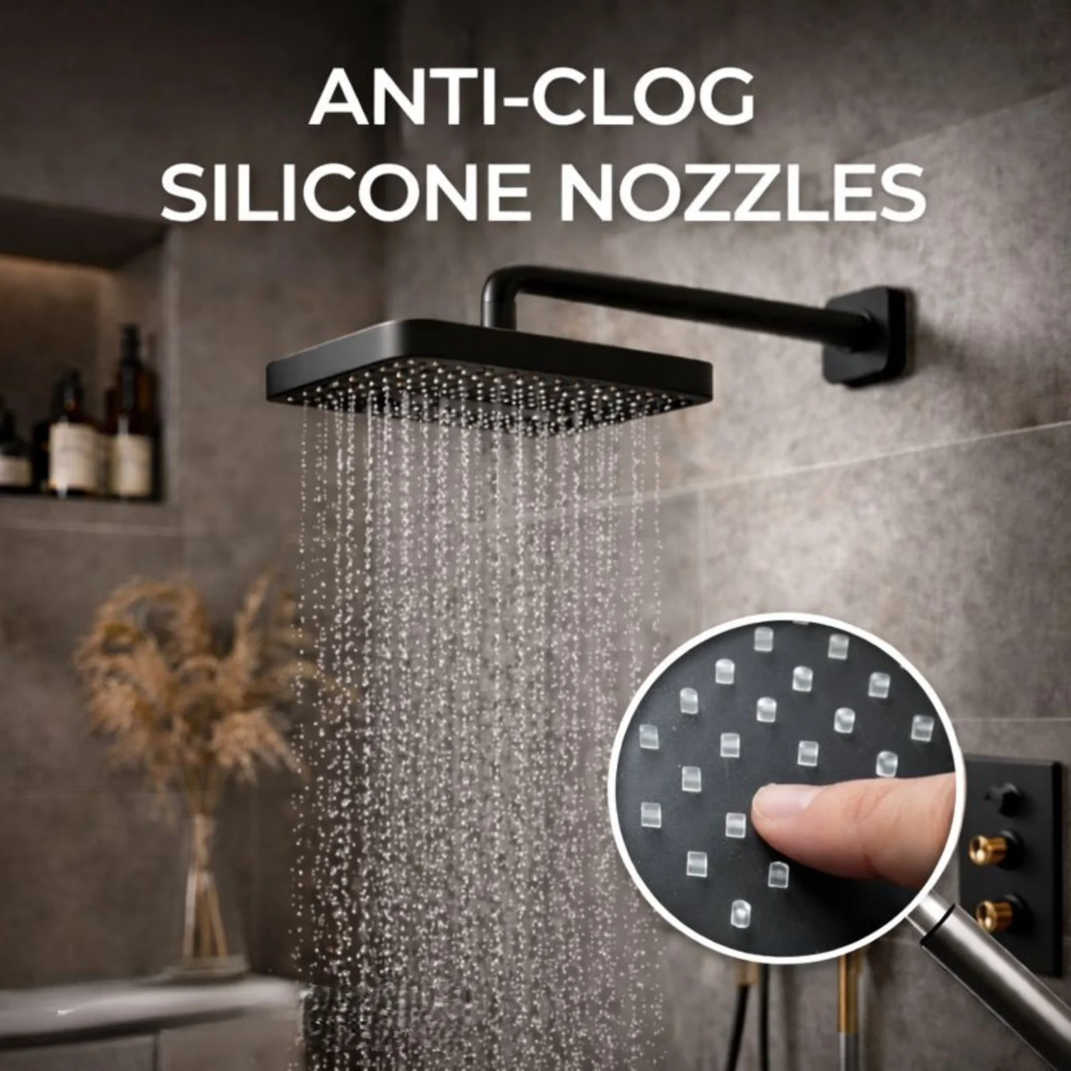 <span style="font-family:algerian"><span style="color:white"><span style="font-size:12px"><span style="background-color:#78706E">ABS</span></span></span></span><br> 6" X 9" ASTOR OVERHEAD SHOWER BLACK MATT - Image 4