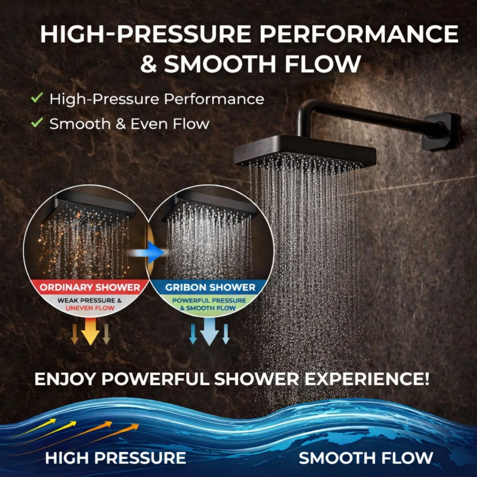 <span style="font-family:algerian"><span style="color:white"><span style="font-size:12px"><span style="background-color:#78706E">ABS</span></span></span></span><br> 6" X 9" ASTOR OVERHEAD SHOWER BLACK MATT - Image 5