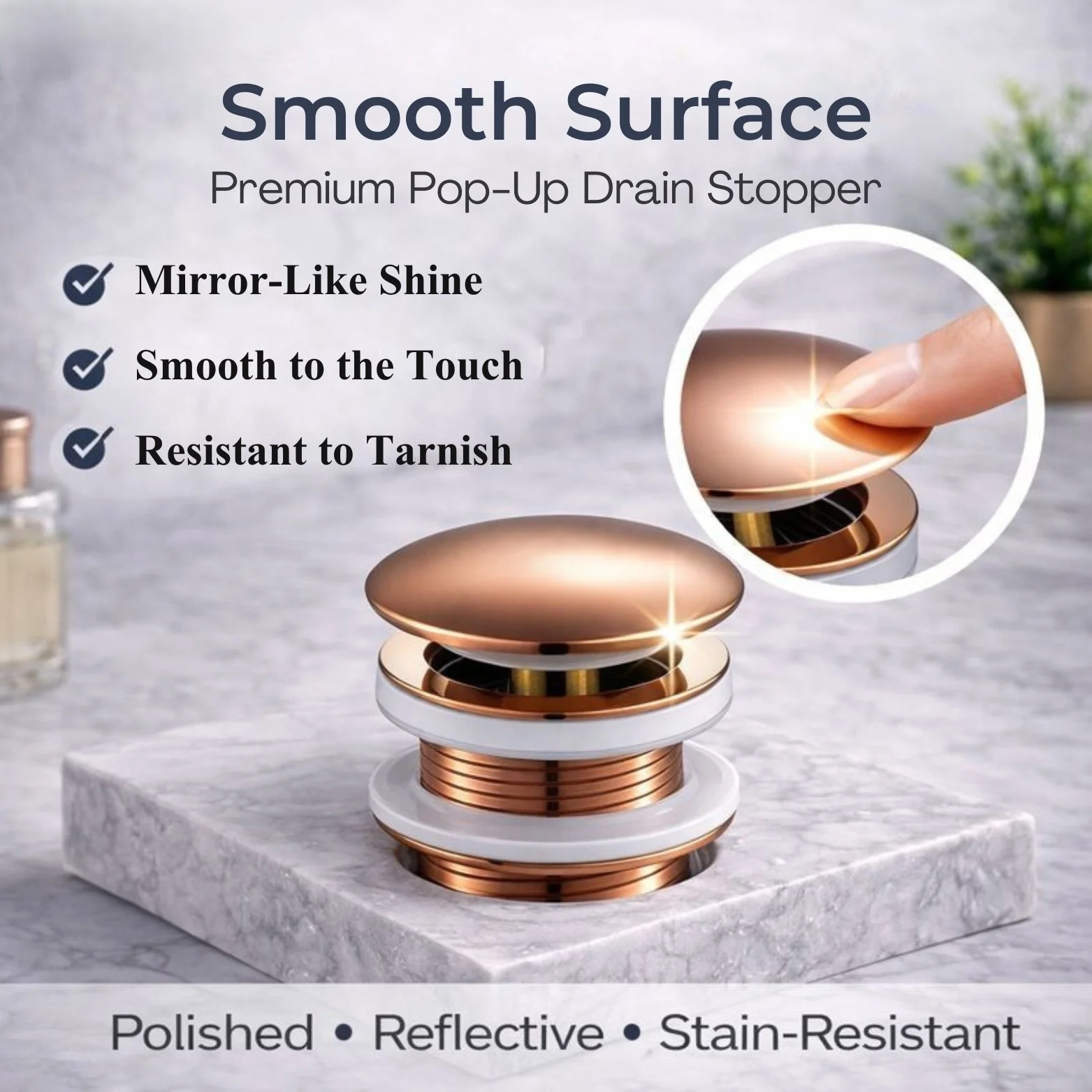 <span style="font-family:algerian"><span style="color:white"><span style="font-size:12px"><span style="background-color:#AFAFAF">SS</span></span></span></span><br> 5" POP UP WASTE COUPLING ROSE GOLD - Image 6