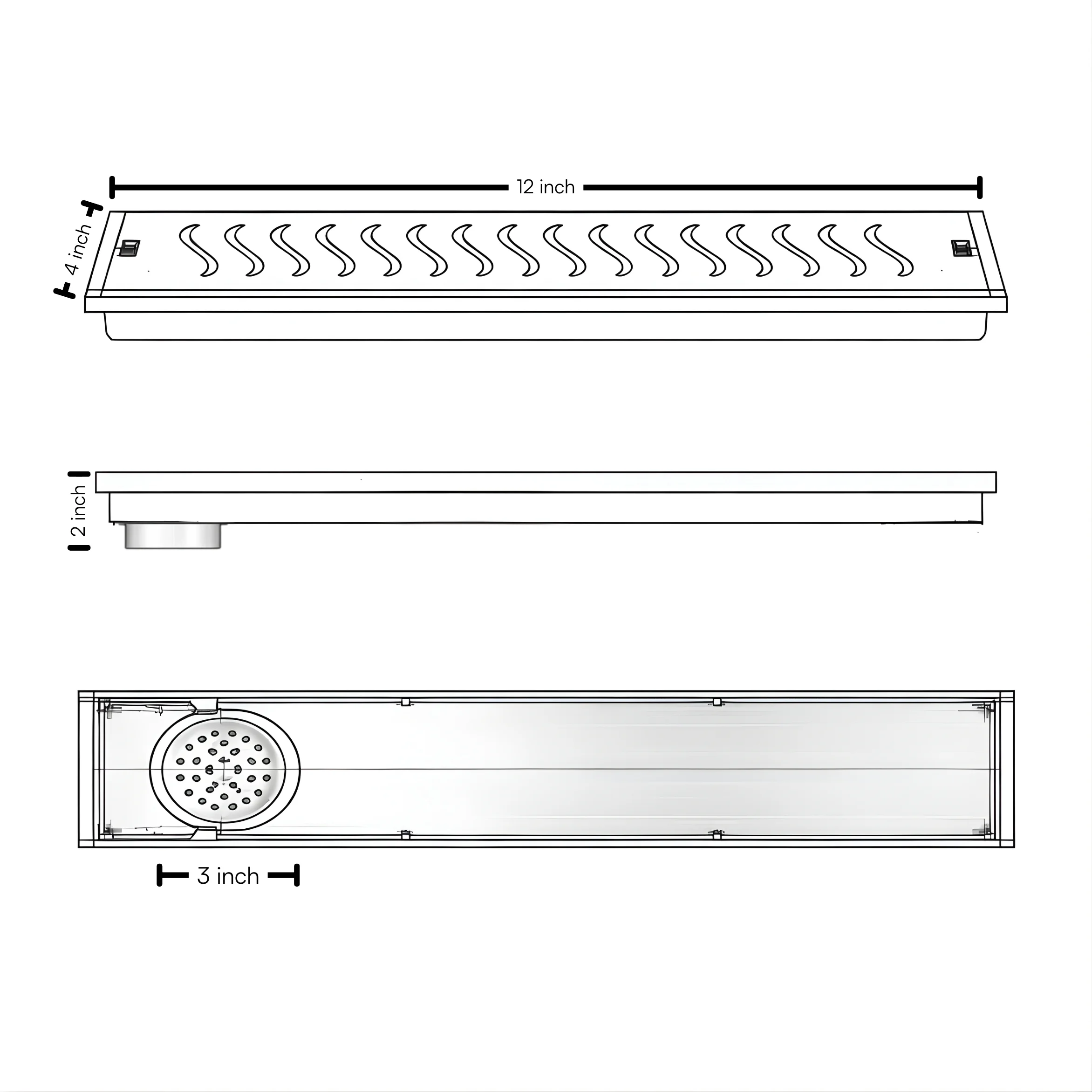 <span style="font-family:algerian"><span style="color:white"><span style="font-size:12px"><span style="background-color:#006400">SS304</span></span></span></span><br> 12" WAVY CHANNEL DRAINER - Image 8