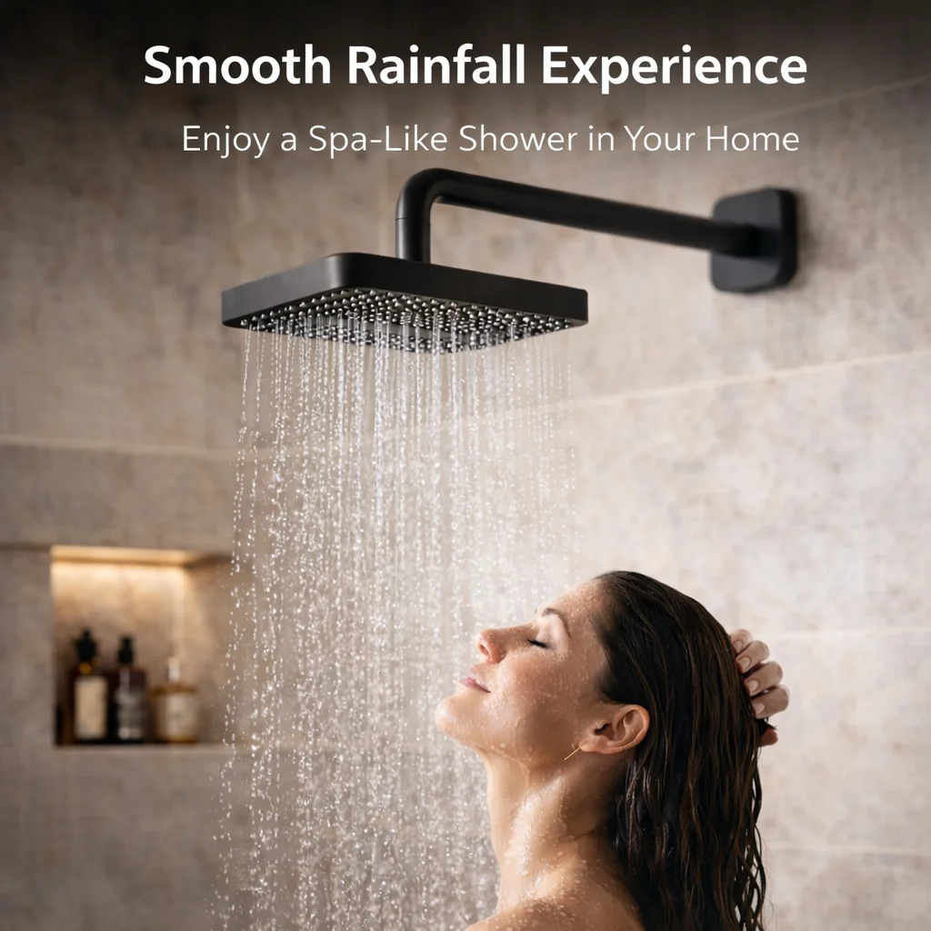 <span style="font-family:algerian"><span style="color:white"><span style="font-size:12px"><span style="background-color:#78706E">ABS</span></span></span></span><br> 6" X 9" ASTOR OVERHEAD SHOWER BLACK MATT - Image 7
