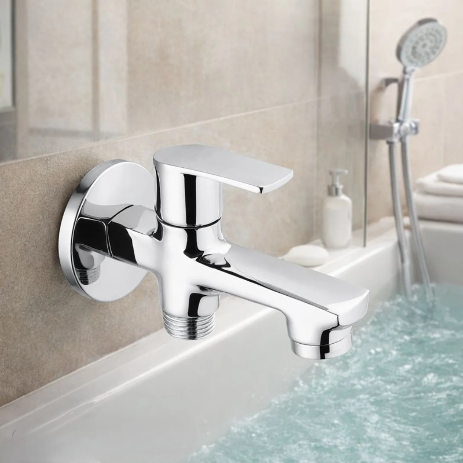 <span style="font-family:algerian"><span style="color:white"><span style="font-size:12px"><span style="background-color:#d4af37">BRASS</span></span></span></span><br> VIBER 2-IN-1 BIB COCK W/ FLANGE - Image 2