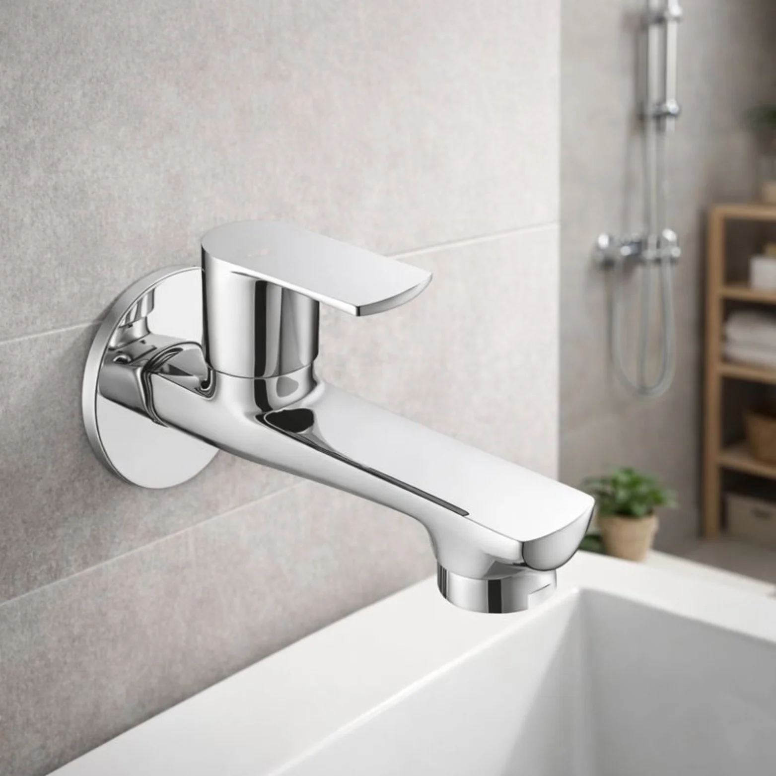 <span style="font-family:algerian"><span style="color:white"><span style="font-size:12px"><span style="background-color:#d4af37">BRASS</span></span></span></span><br> VIBER BIB COCK W/ FLANGE - Image 2