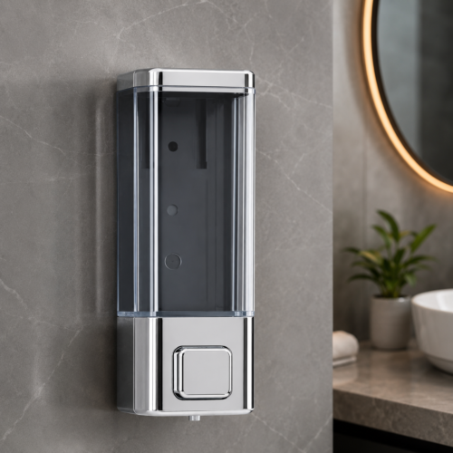 <span style="font-family:algerian"><span style="color:white"><span style="font-size:12px"><span style="background-color:#78706E">ABS</span></span></span></span><br> SOAP DISPENSER CHROME  PLATED